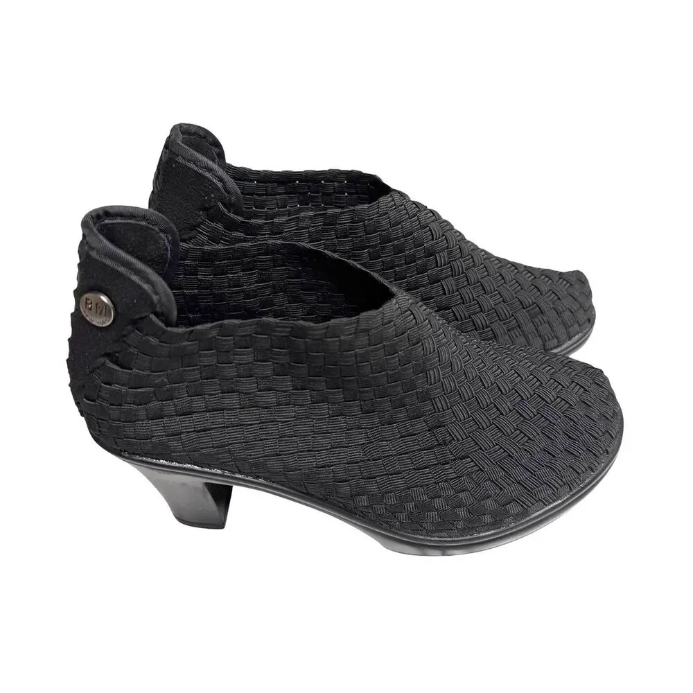 Bernie Mev Chesca Woven Shoes Clogs Slip On Heeled Women Black 36 US 5.5 NIB